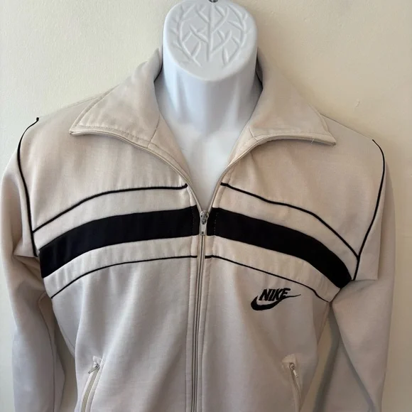 Vintage Nike full zip jacket men medium gray and black with zip pockets